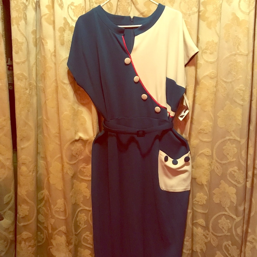 Tatyana teal blue 40’s style Pinup dress NEW 4X